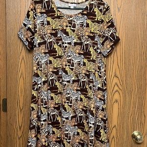 Lularoe Jessie Pocket Dress Safari Animals NWT